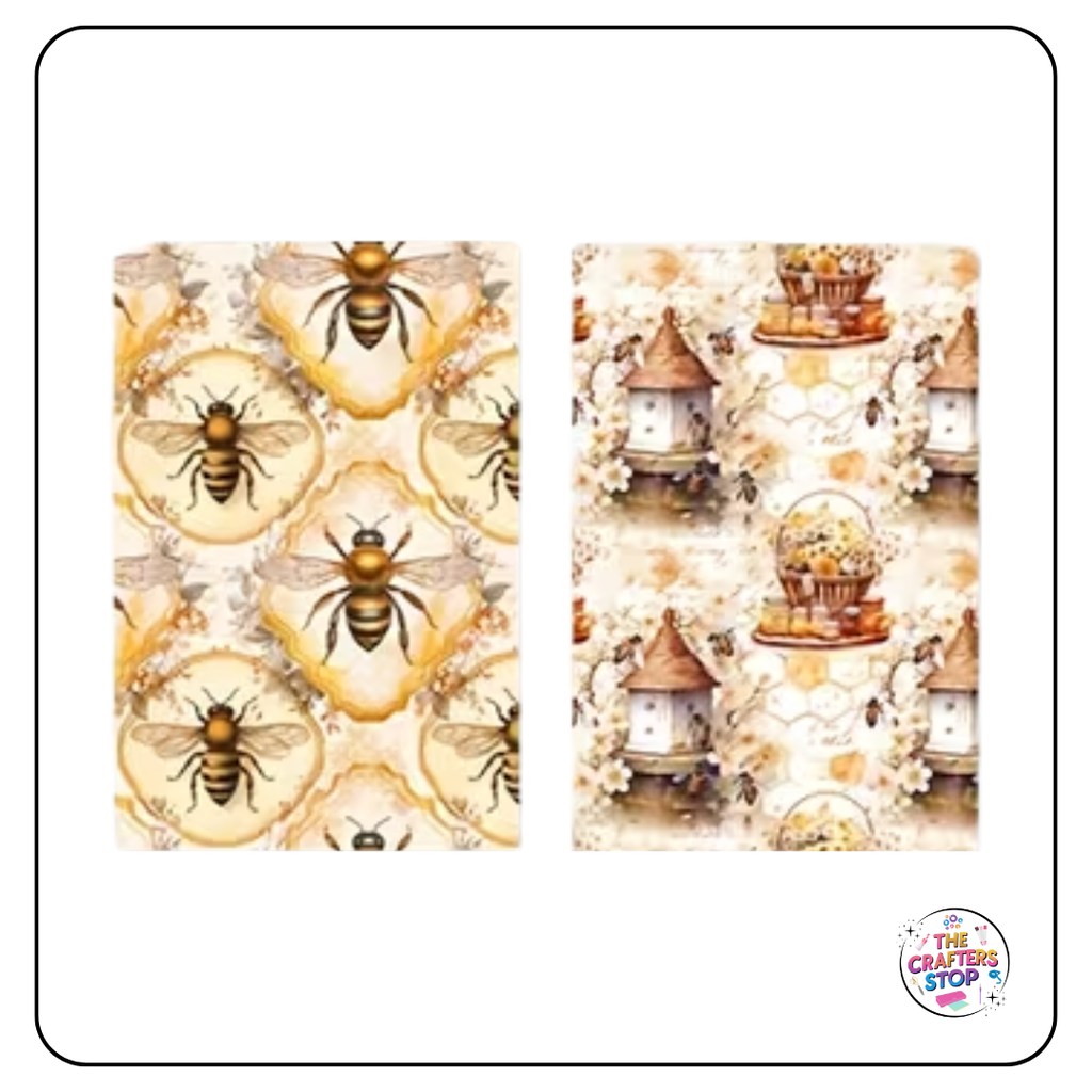 Beautiful Bee Designed Pattern Papers 24 Sheets