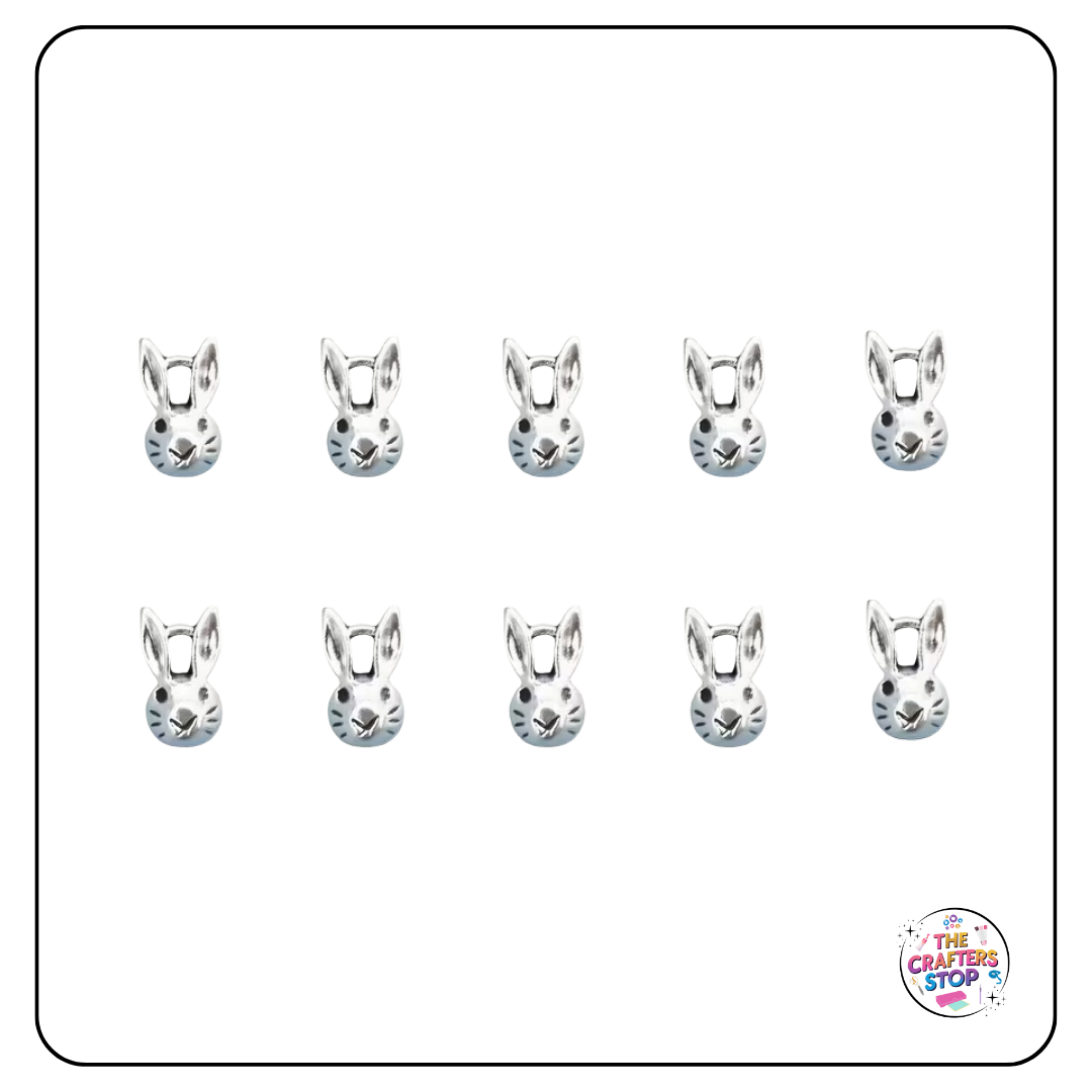 Metal Easter Bunny Head Charms