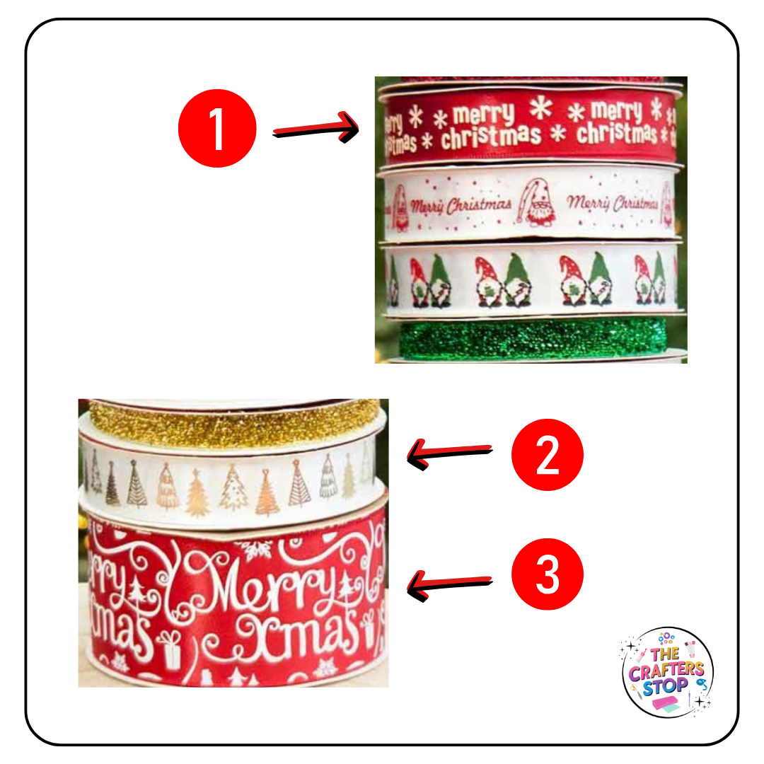 Decorative Christmas Ribbon - Multiple designs & sizes