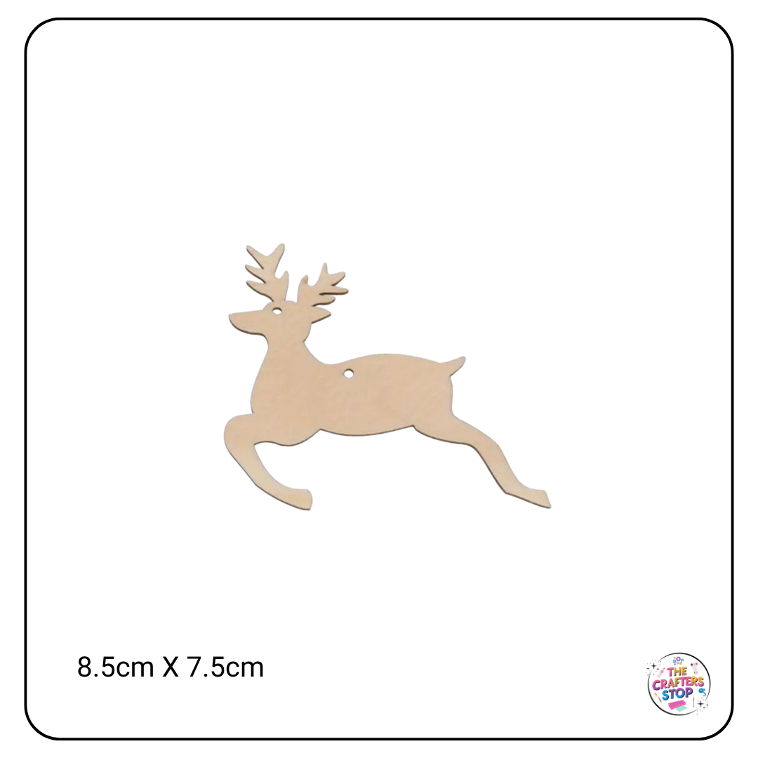 Christmas Wooden Cutout Shapes - Leaping Reindeer