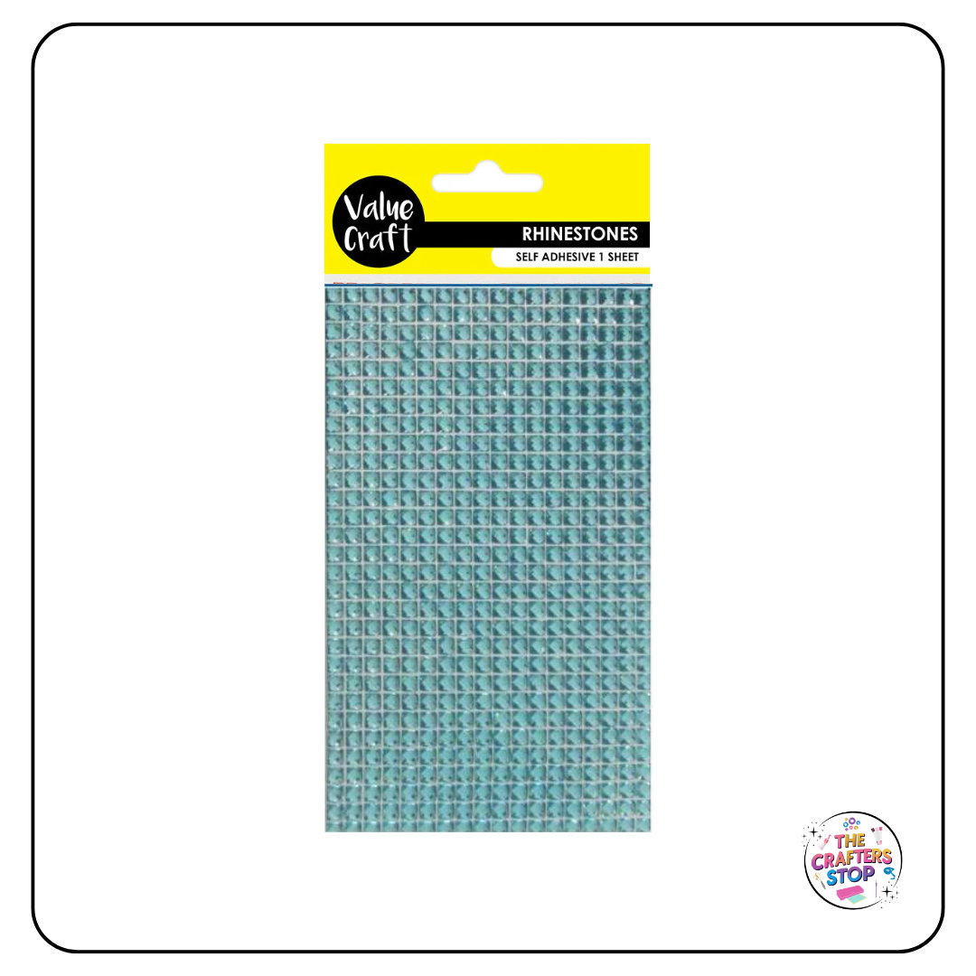 Craft Self Adhesive Square Rhinestone Sheets - 6 Colours