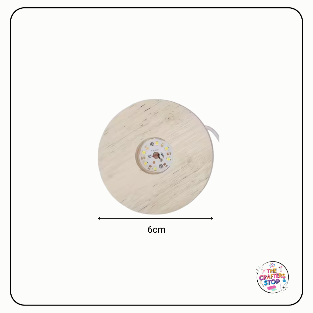Round Wooden Display LED Light Base (6cm)