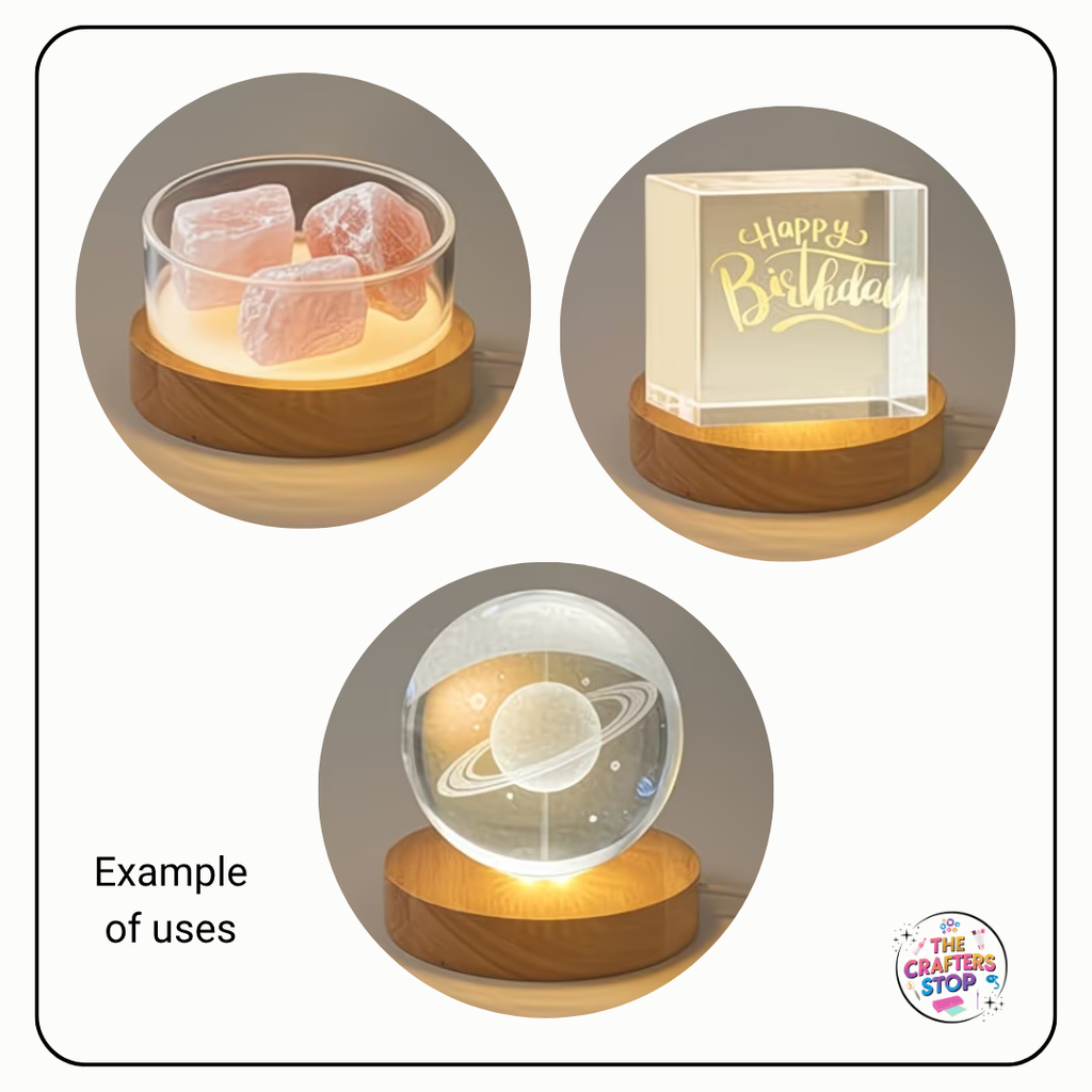 Round Wooden Display LED Light Base (6cm)