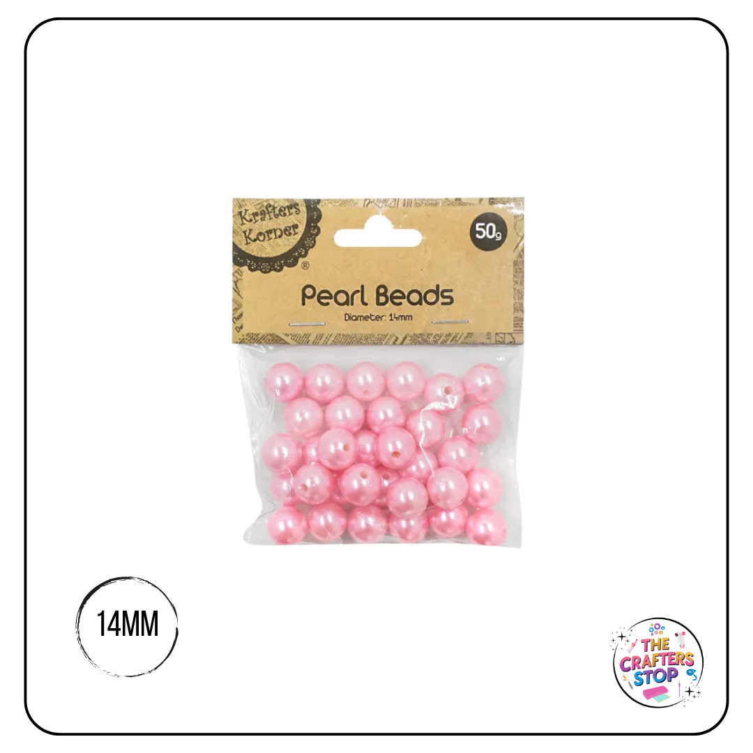 14mm Round Pearl Beads