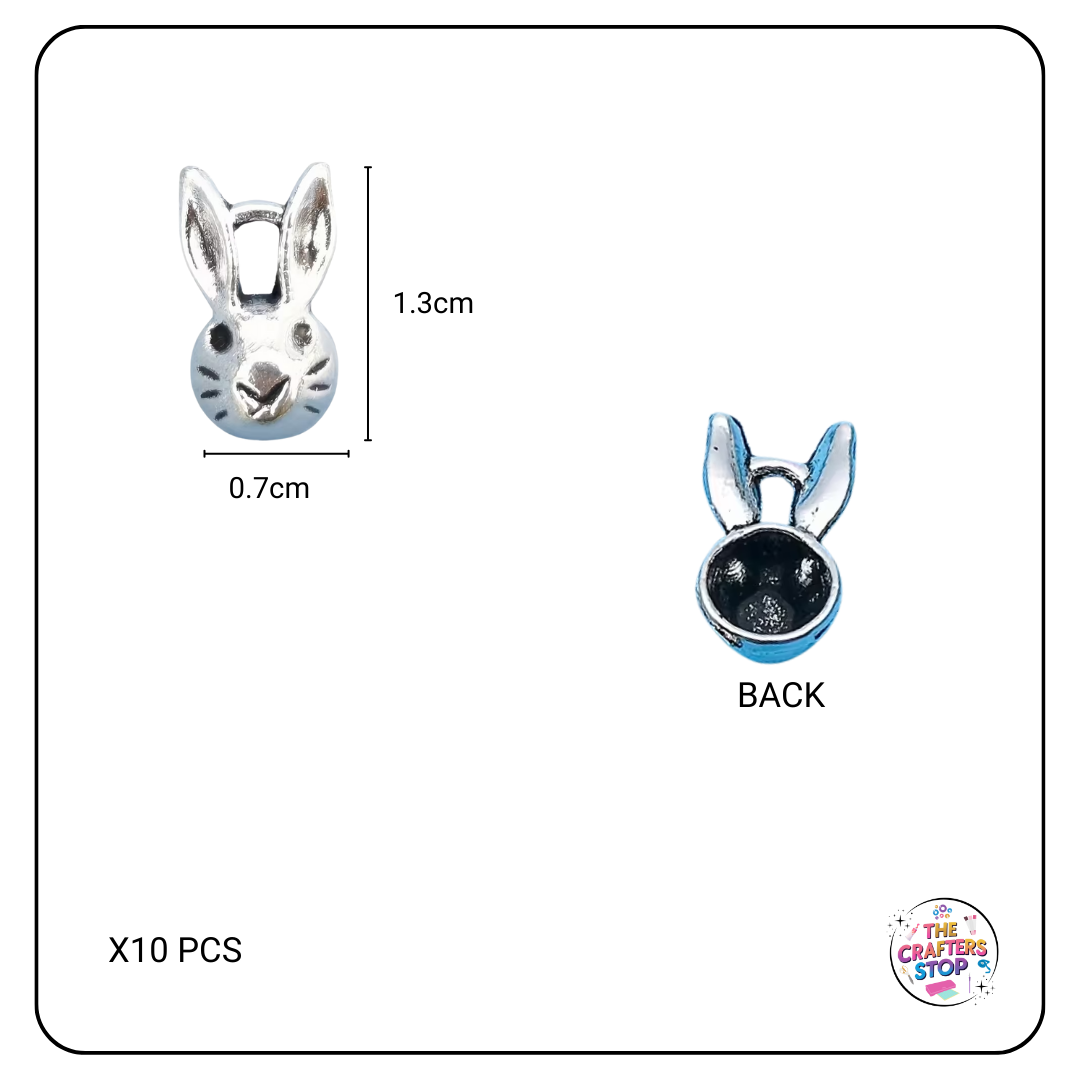 Metal Easter Bunny Head Charms