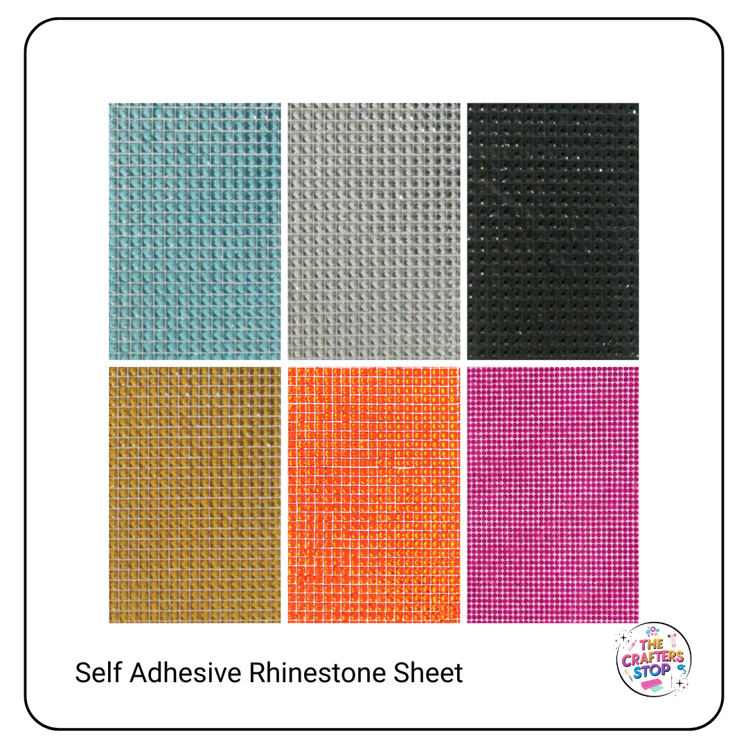 Craft Self Adhesive Square Rhinestone Sheets - 6 Colours
