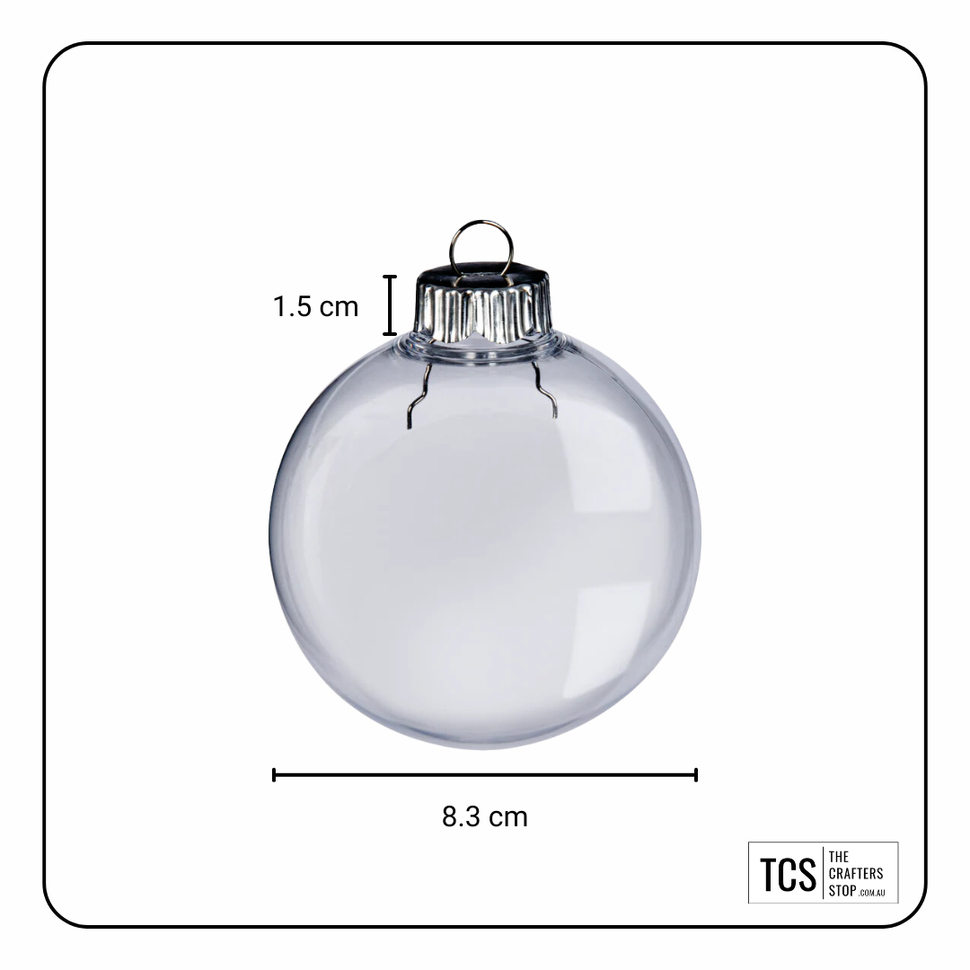 8cm Clear Christmas Baubles