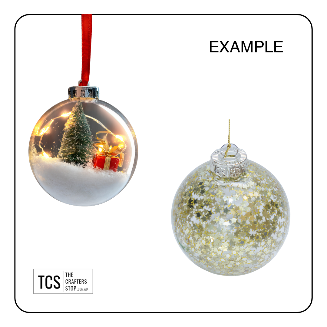 8cm or 6cm Clear Christmas Baubles (PRE-ORDER)