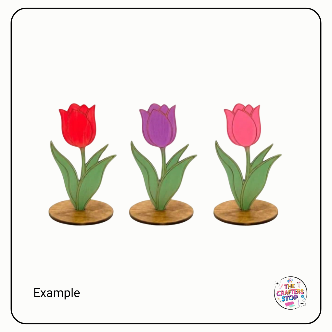 Decorative Wooden Tulips on Stand Blanks