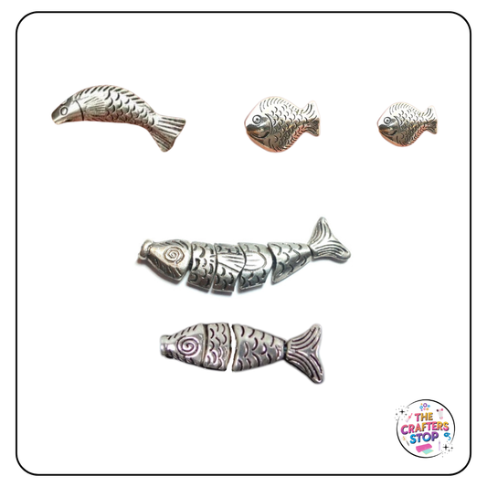Metal Silver Fish Beads (Assorted designs)