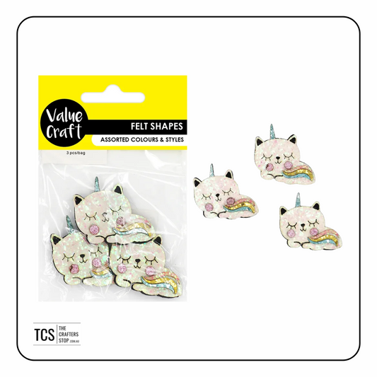 Glitter Felt Cat Unicorn Embellishments