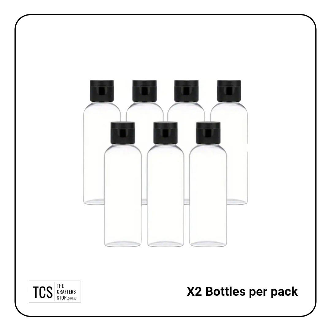 PET Clear Plastic Bottles with Black Lid (X2 Pack)