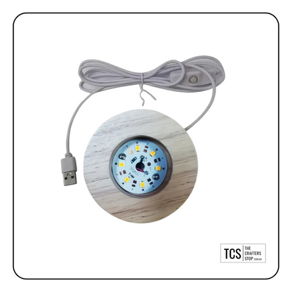 Round Wooden Display LED Light Base