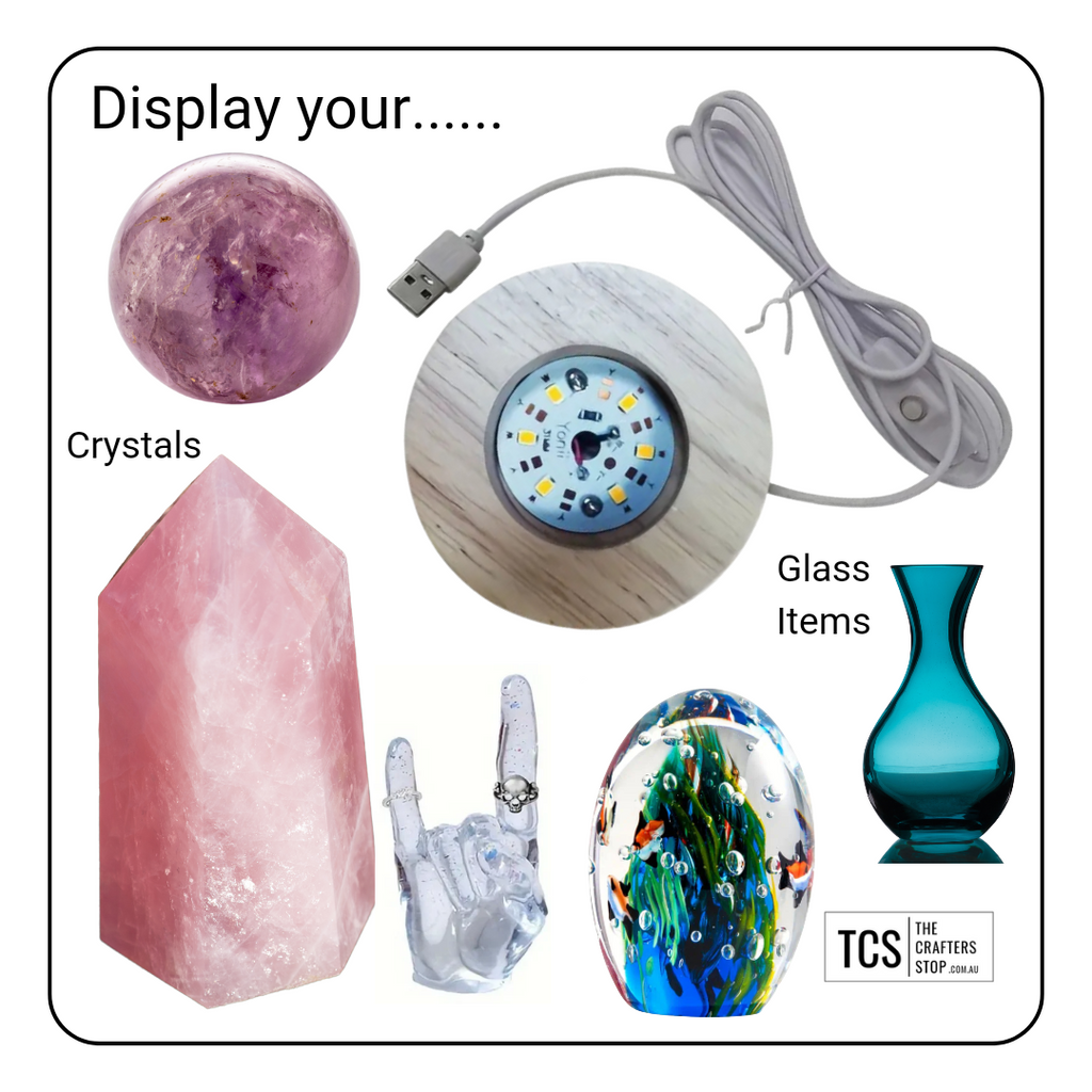 Round Wooden Display LED Light Base (10 cm)