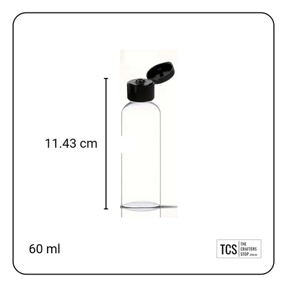 PET Clear Plastic Bottles with Black Lid (X2 Pack)