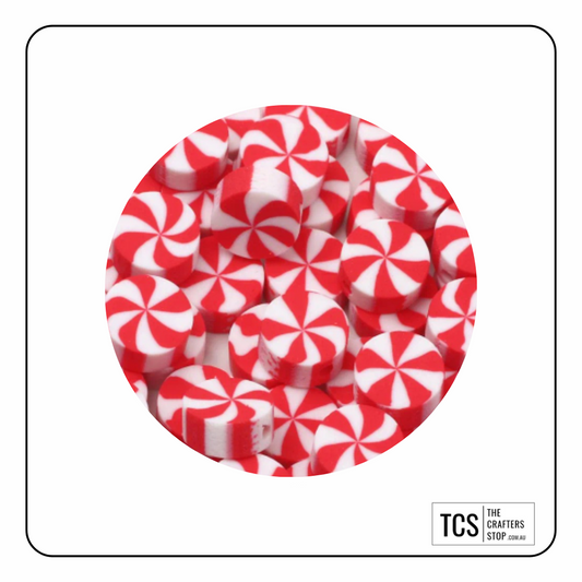 Red & White Candy Cane Beads (30pcs)