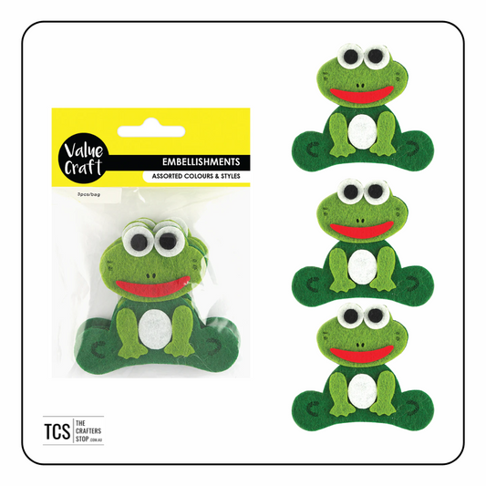 Cute Green Felt Frog Embellishments
