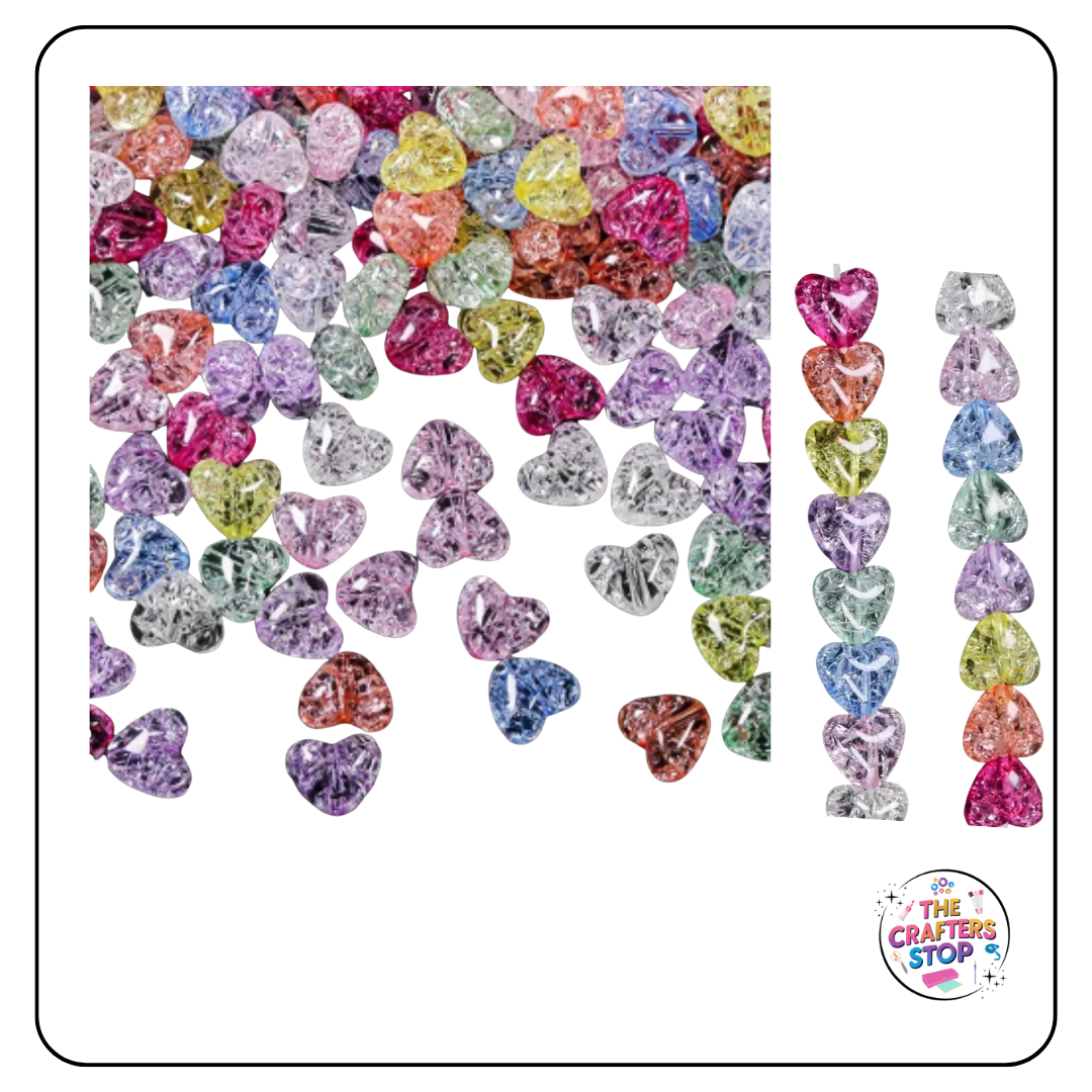 Semi-Transparent Crackle Heart Beads