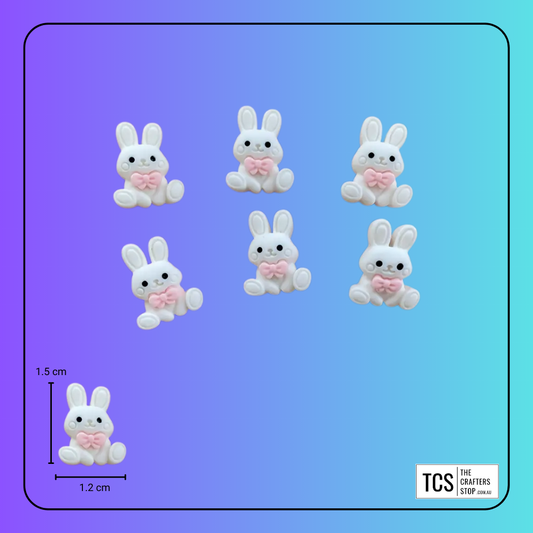 Mini Resin White Easter Bunny Charm Embellishments