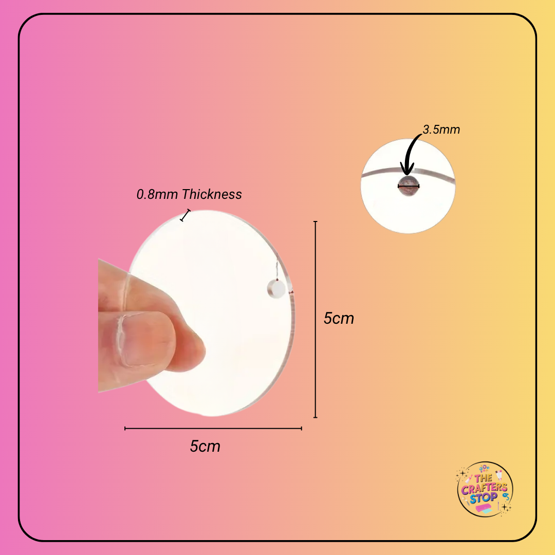 Clear Round/Circle Acrylic Blanks (X5 Pack)