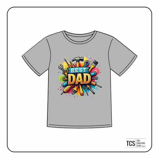 Fathers Day "BEST DAD" with tools DTF Iron On Transfer
