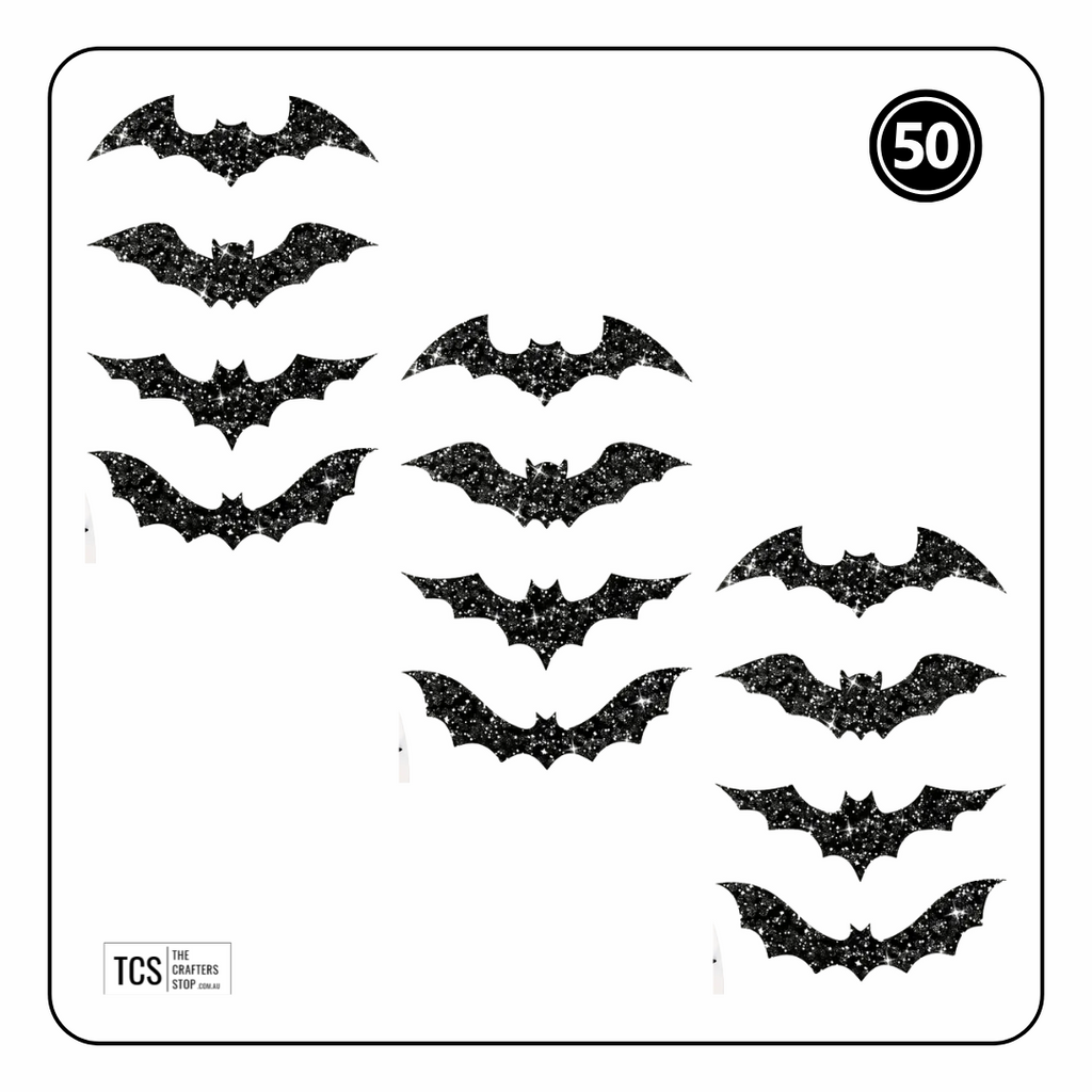 Halloween Glitter Bats Scrapbooking Stickers