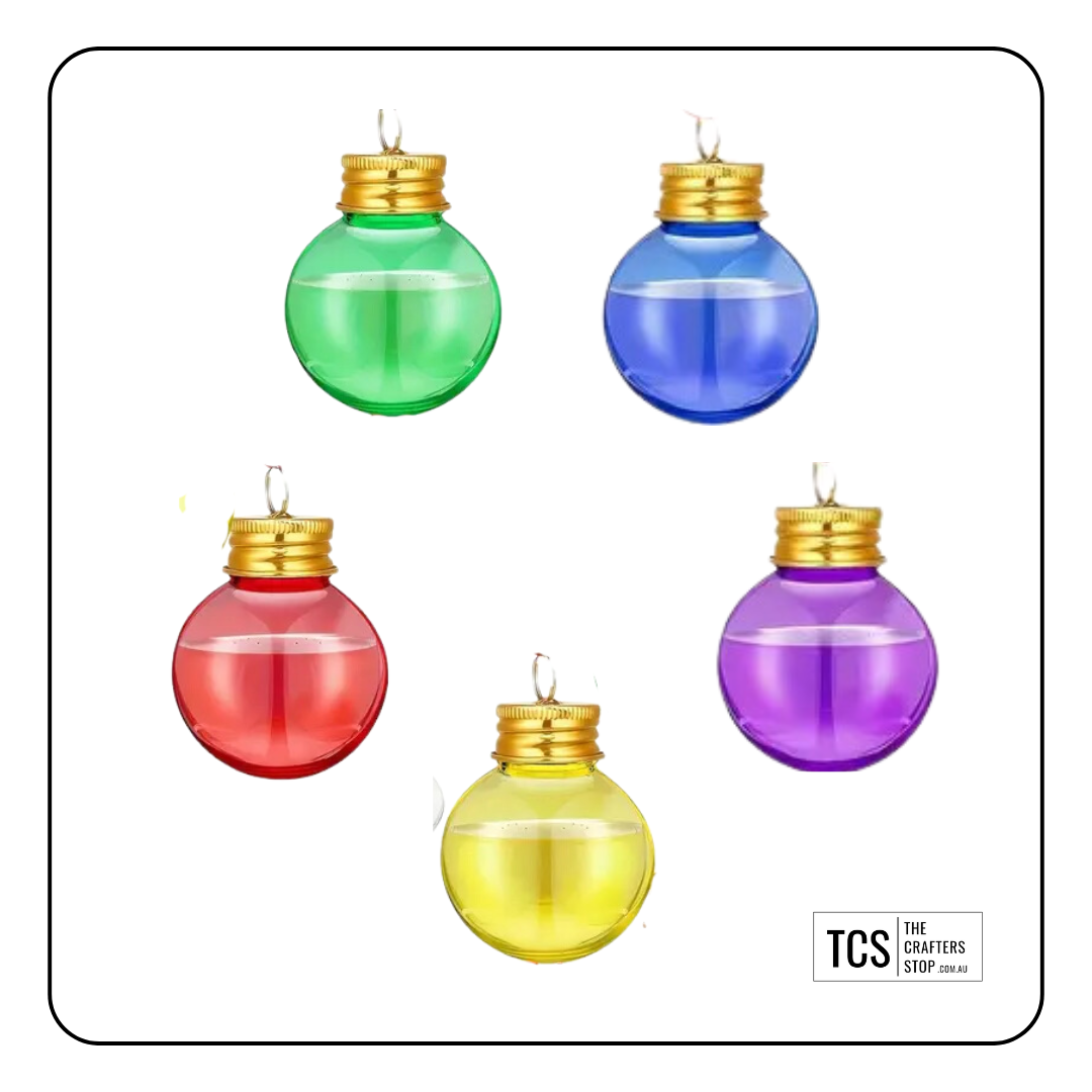 "Booze Baubles" Round Fillable Hanging Baubles (5 Colours)