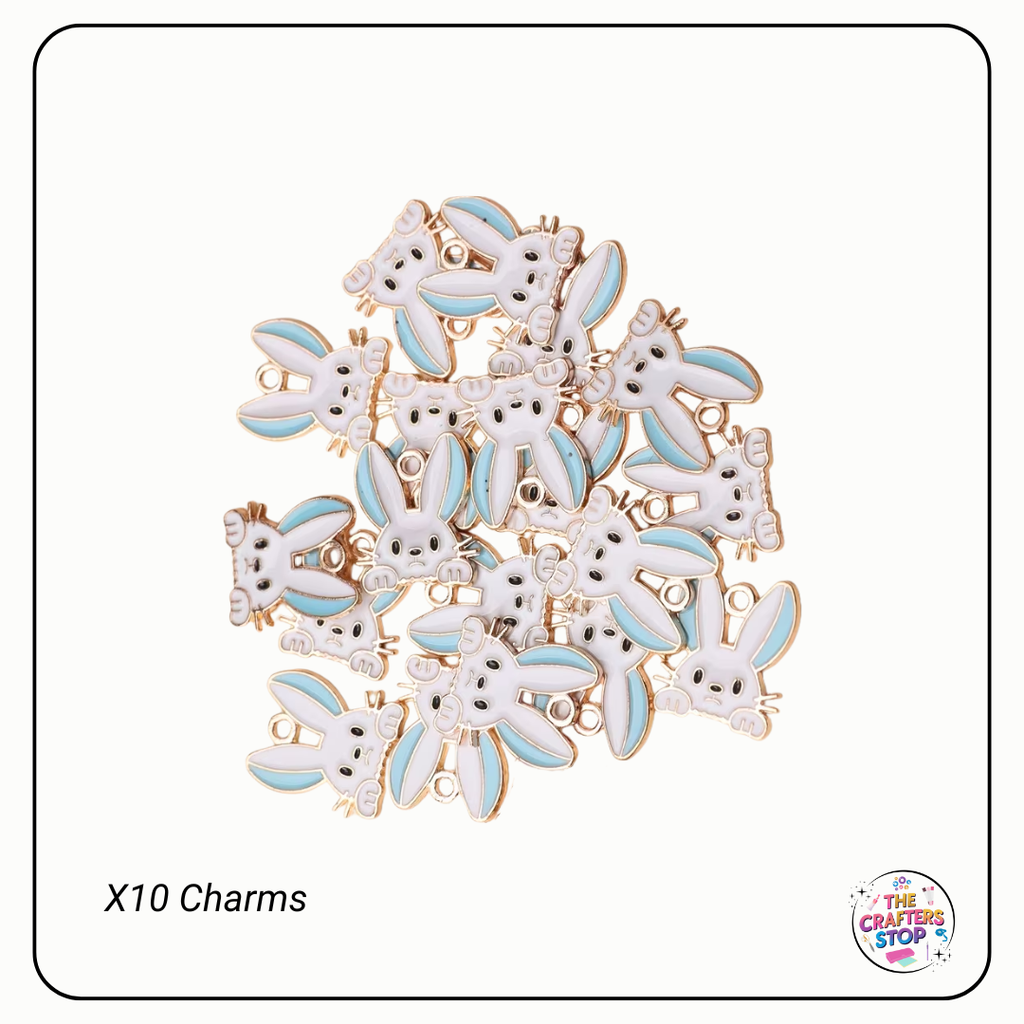 Metal/Enamel Easter Bunny Charms