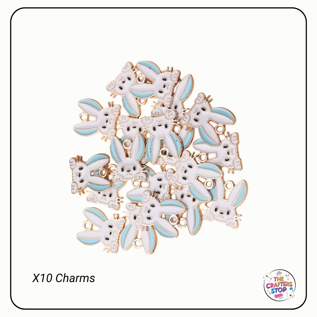 Metal/Enamel Easter Bunny Charms