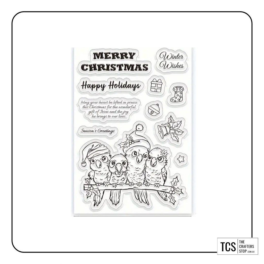 Merry Christmas Birds Stamp