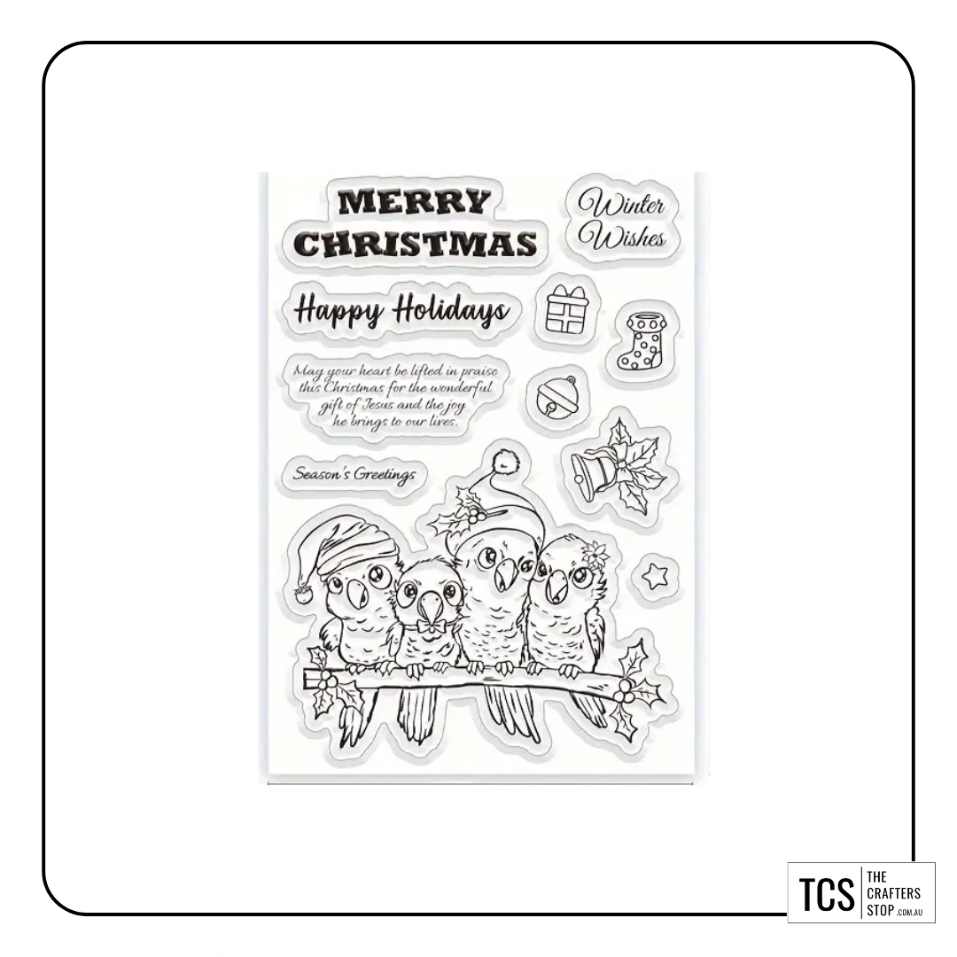 Merry Christmas Birds Stamp