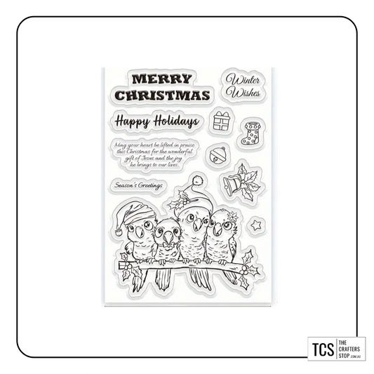 Merry Christmas Birds Stamp