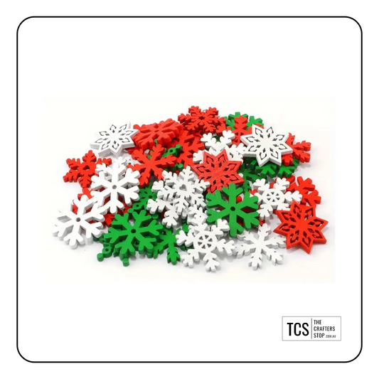 Coloured Wooden Snowflake Embellishments