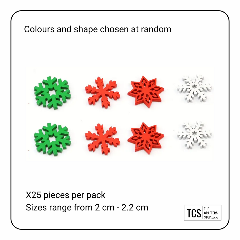 Coloured Wooden Snowflake Embellishments