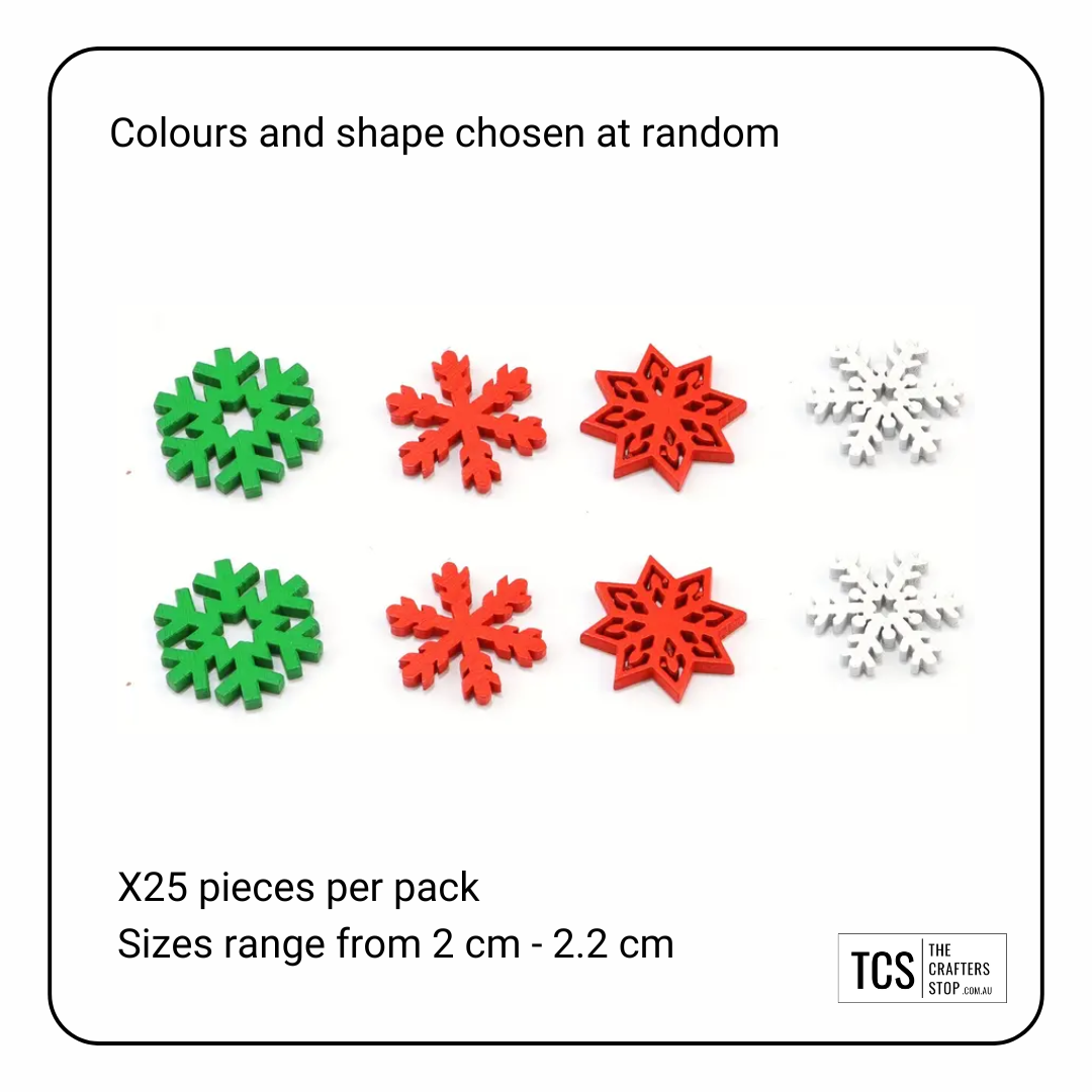 Coloured Wooden Snowflake Embellishments