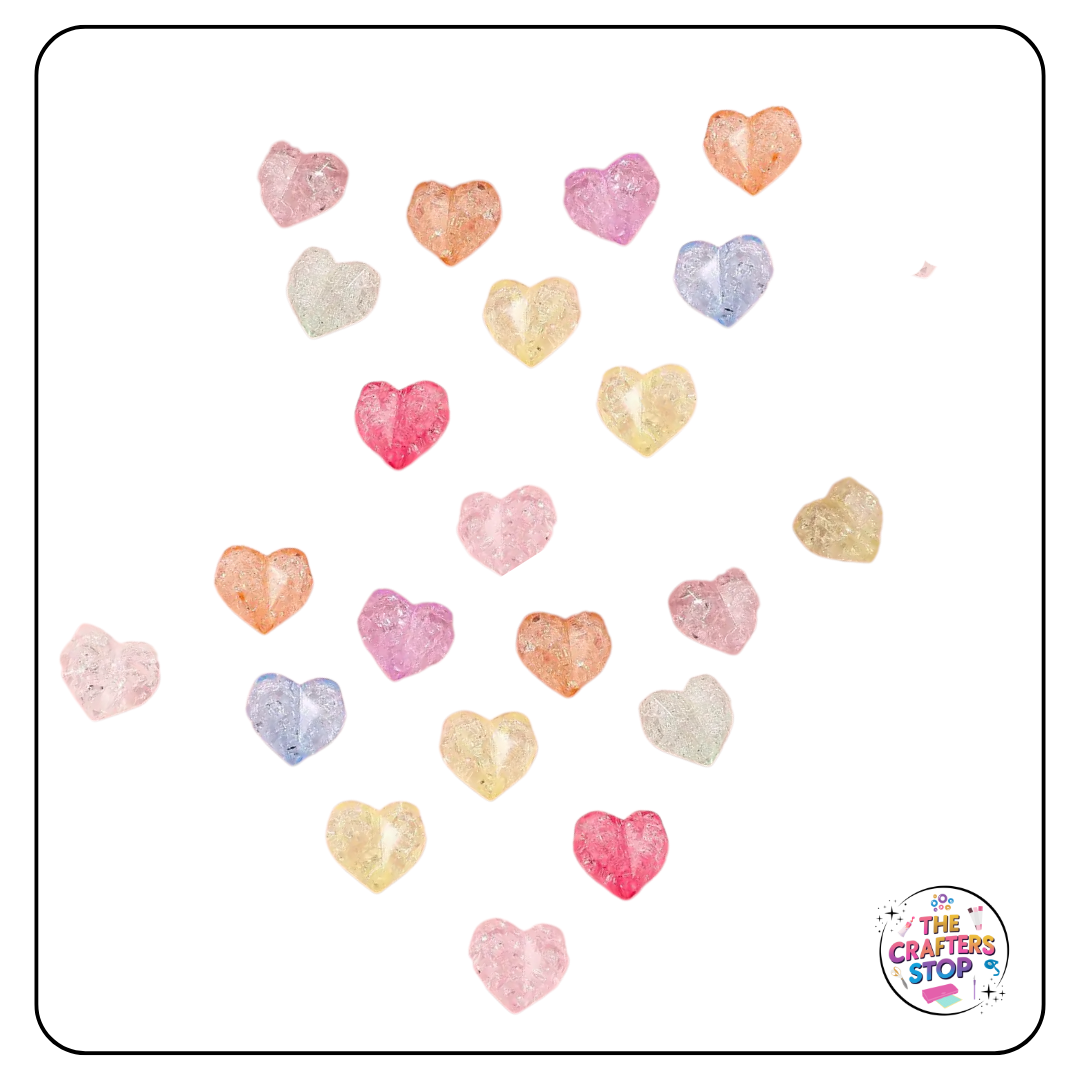 Semi-Transparent Crackle Heart Beads