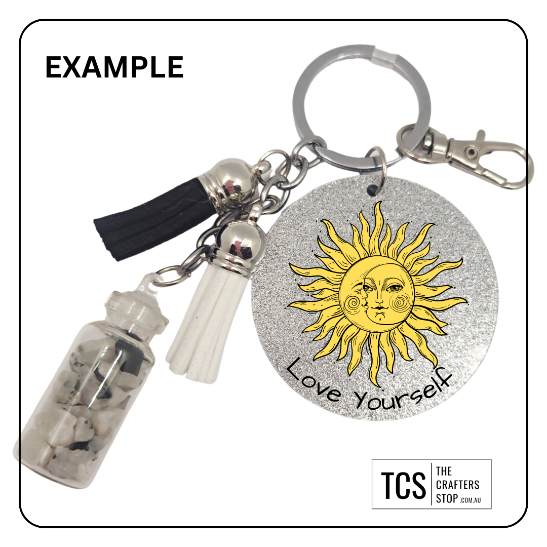 Premium Crystal Chip Keyring with Acrylic Blank