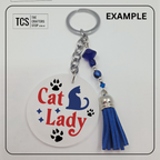 Ladies Keyring with Acrylic Blank and Beaded Accent