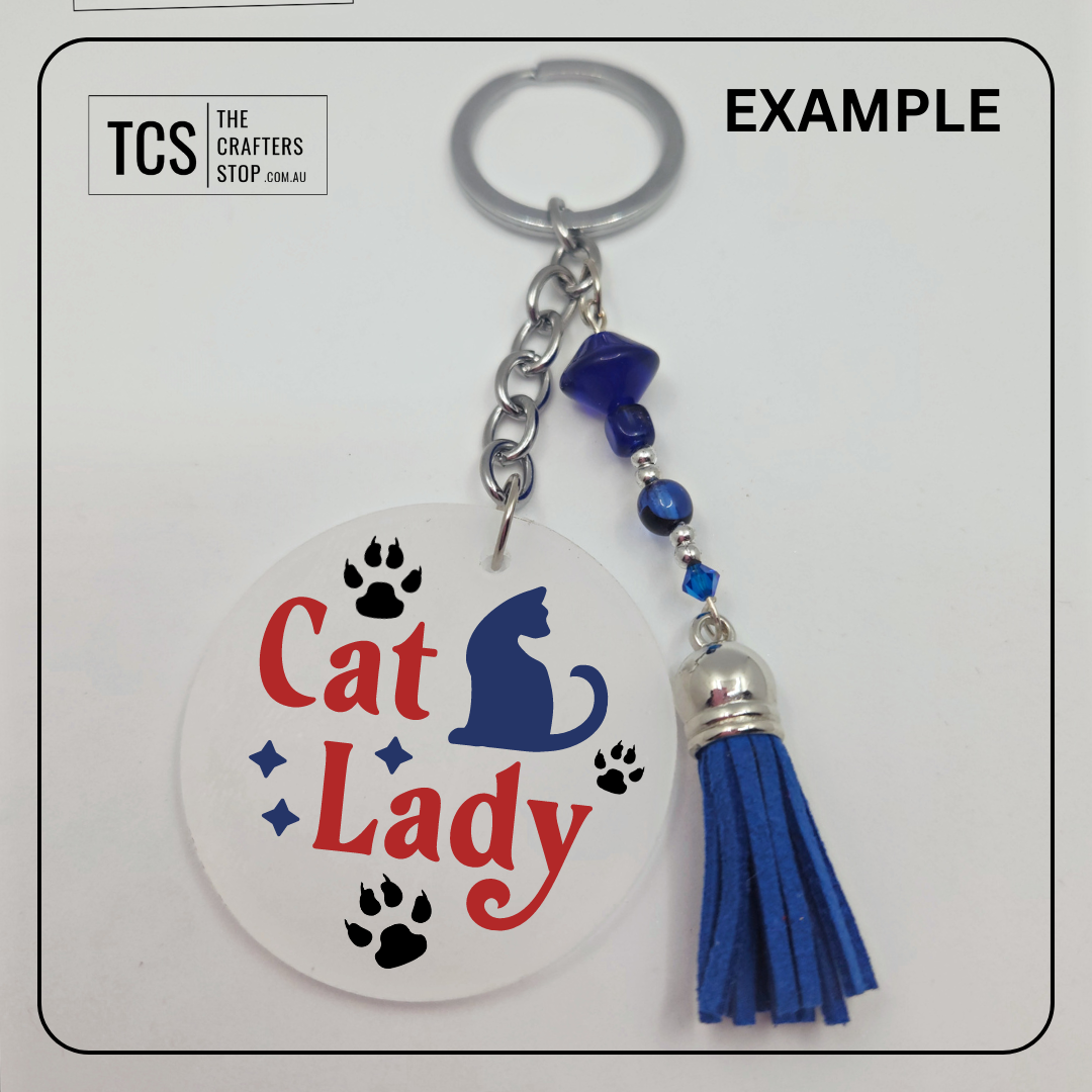 Ladies Keyring with Acrylic Blank and Beaded Accent