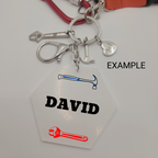 Metal Charm Tool Keyring with Lanyard and Acrylic Blank (Father's Day)