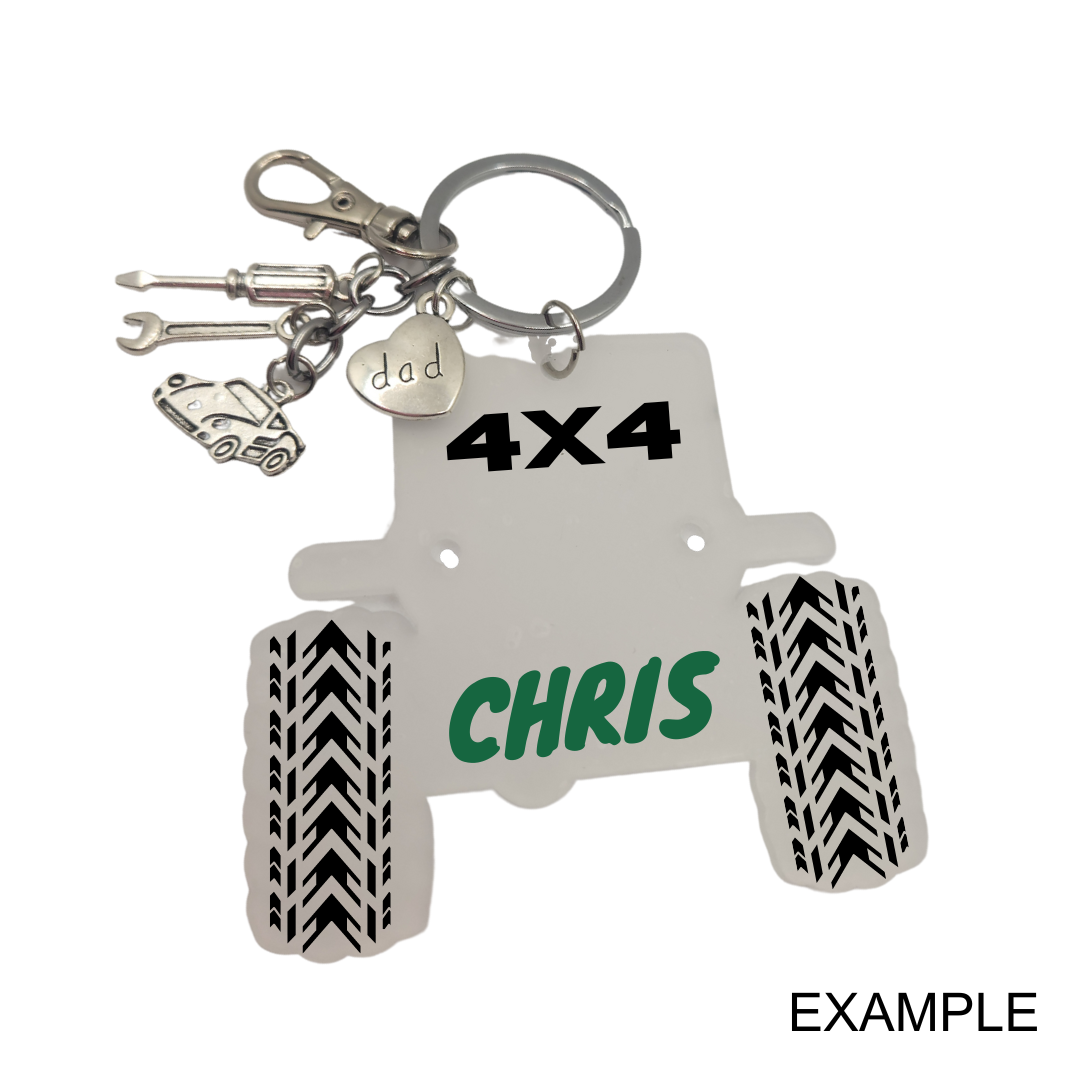 Metal Charm 4X4 Car Keyring with Acrylic Blank (Father's Day)