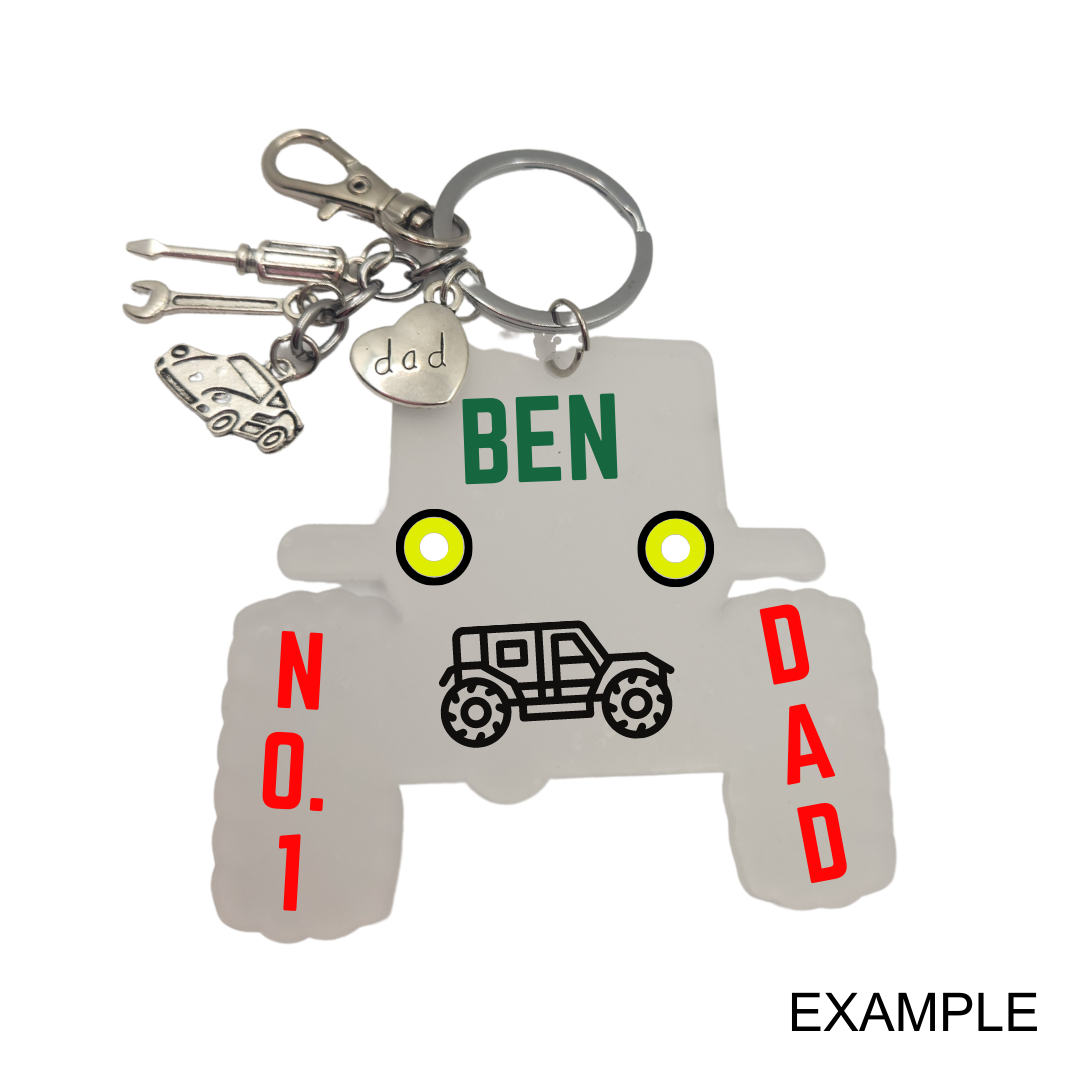 Metal Charm 4X4 Car Keyring with Acrylic Blank (Father's Day)