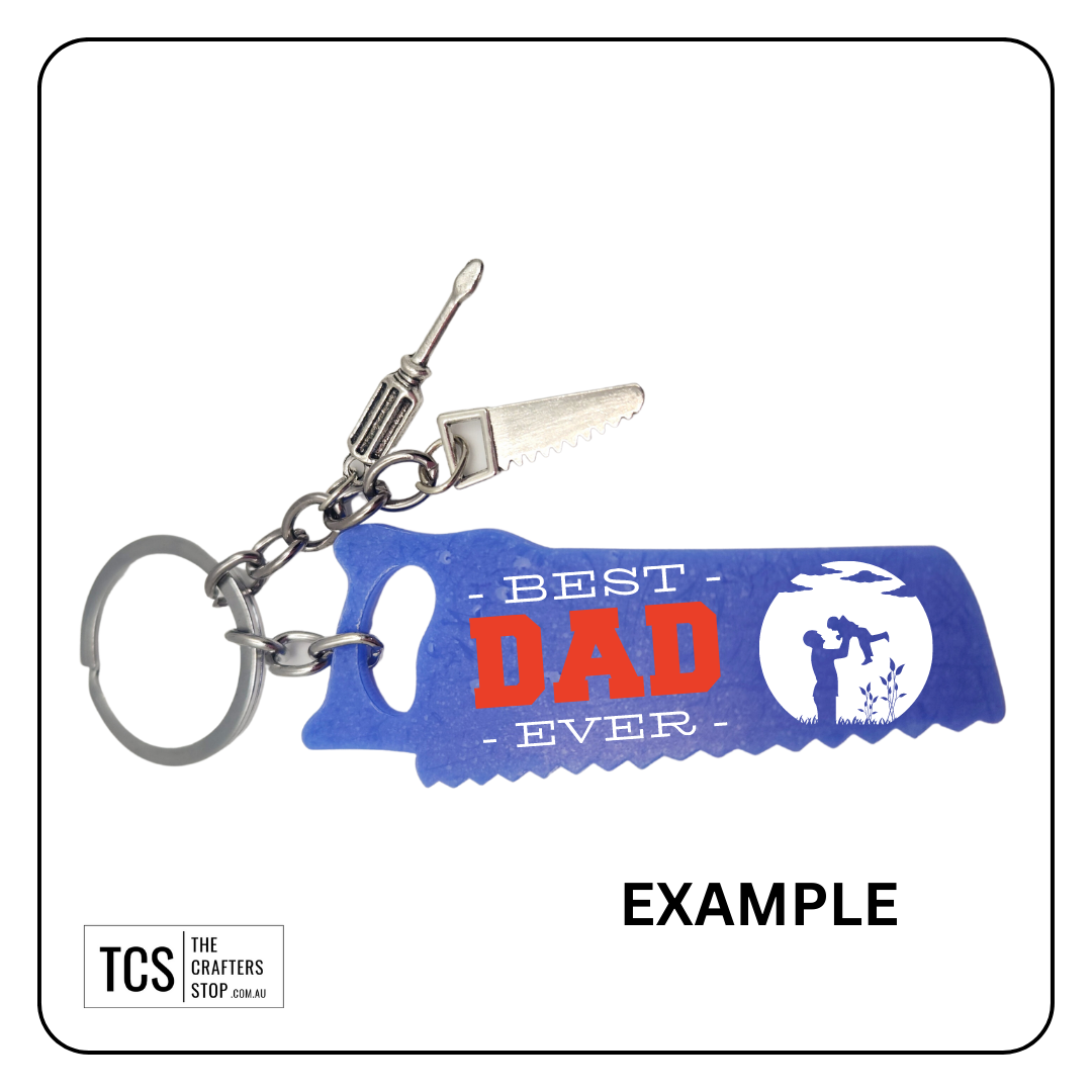 Metal Charm Tool Keyring with Acrylic Blank (Father's Day)