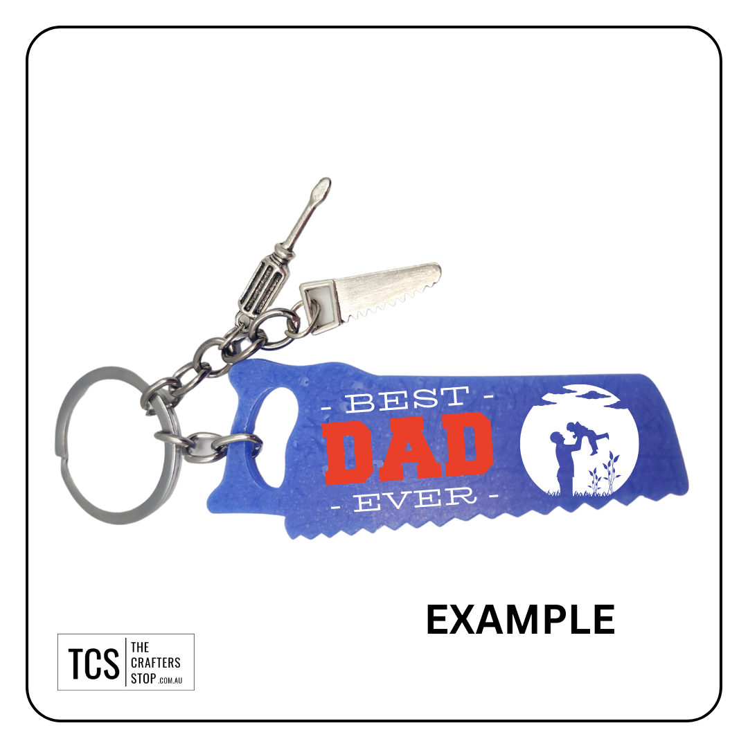 Metal Charm Tool Keyring with Lanyard and Acrylic Blank (Father's Day)