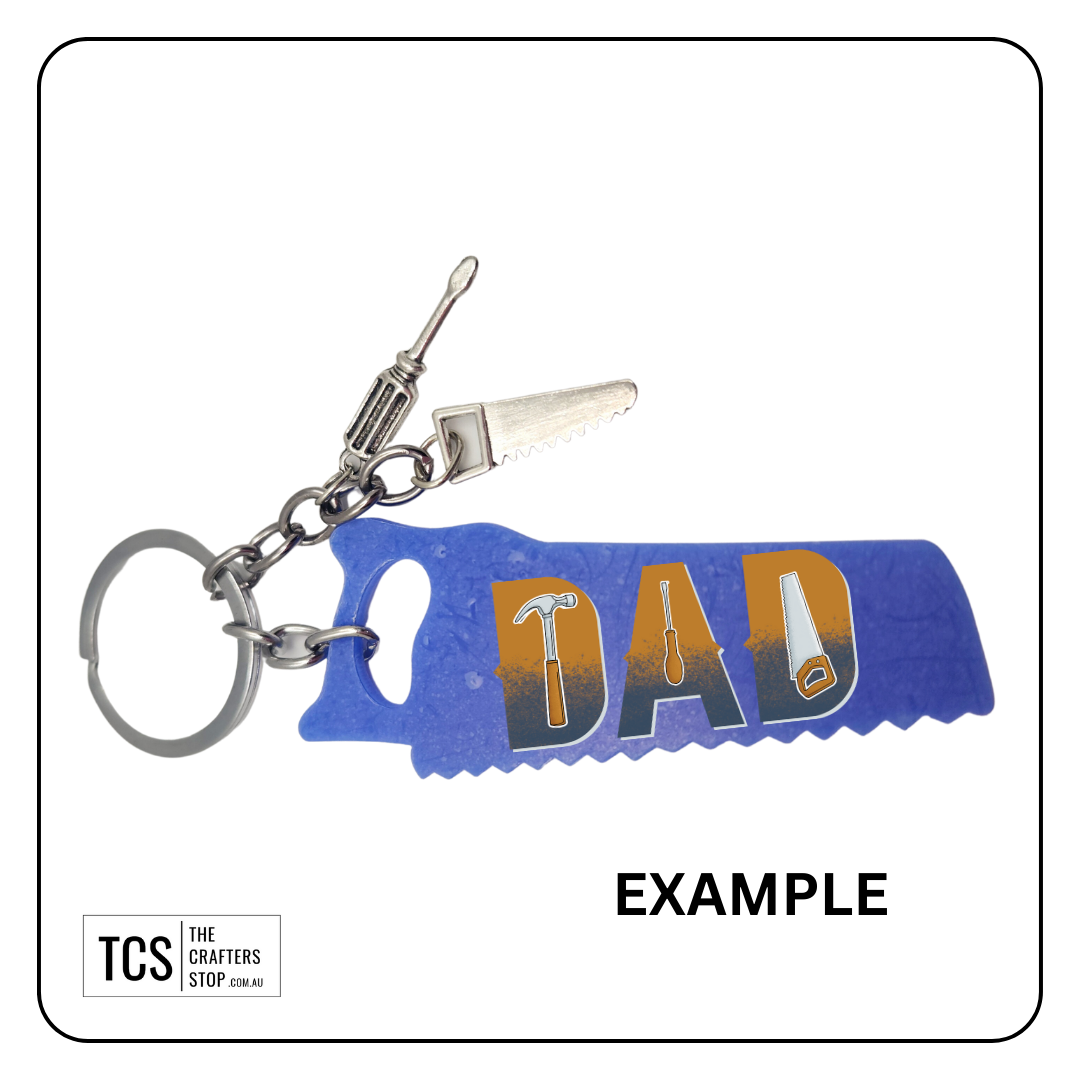 Metal Charm Tool Keyring with Lanyard and Acrylic Blank (Father's Day)