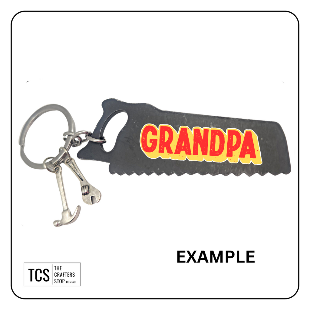 Metal Charm Tool Keyring with Lanyard and Acrylic Blank (Father's Day)