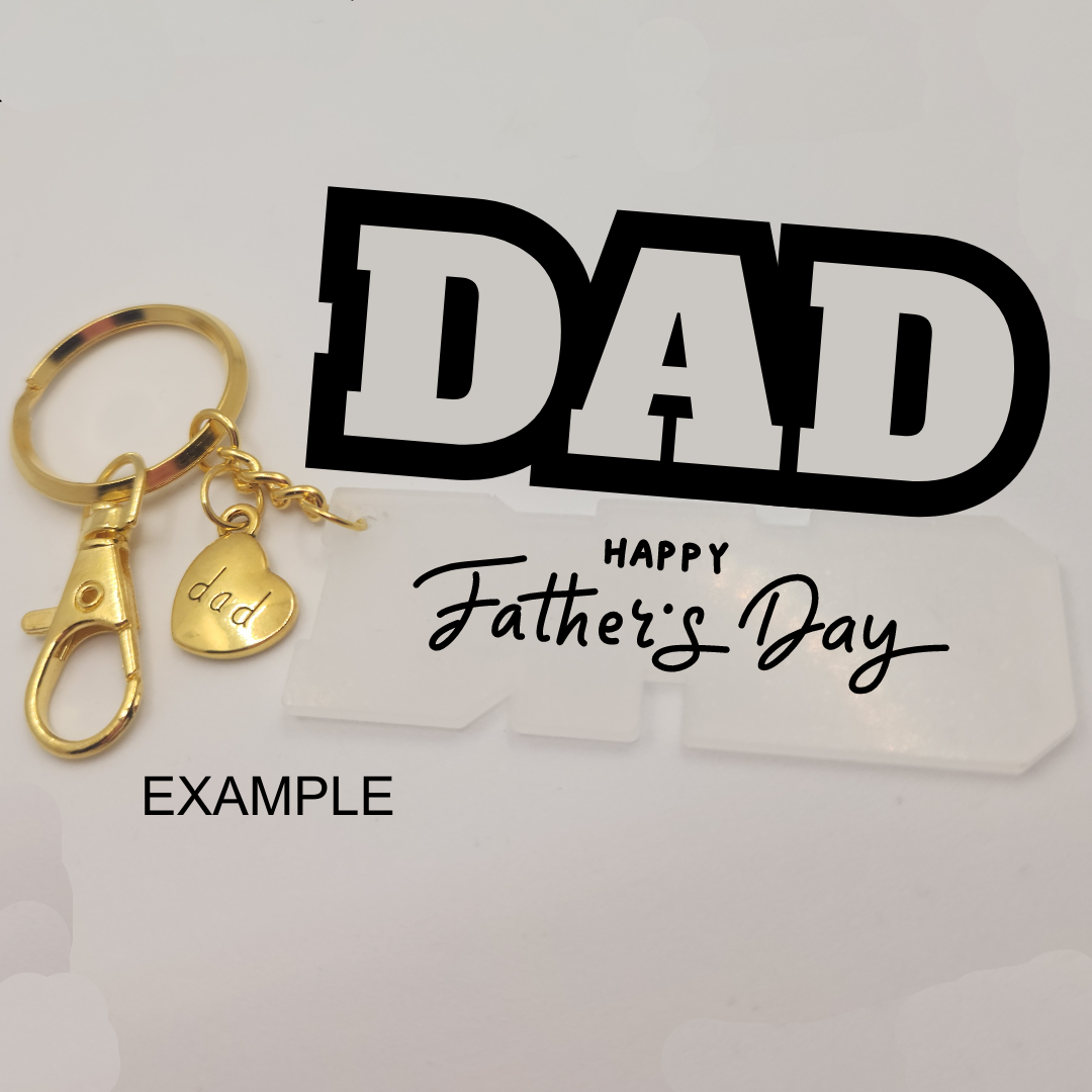 Gold Metal Charm Keyring with Acrylic DAD Blank (Father's Day)