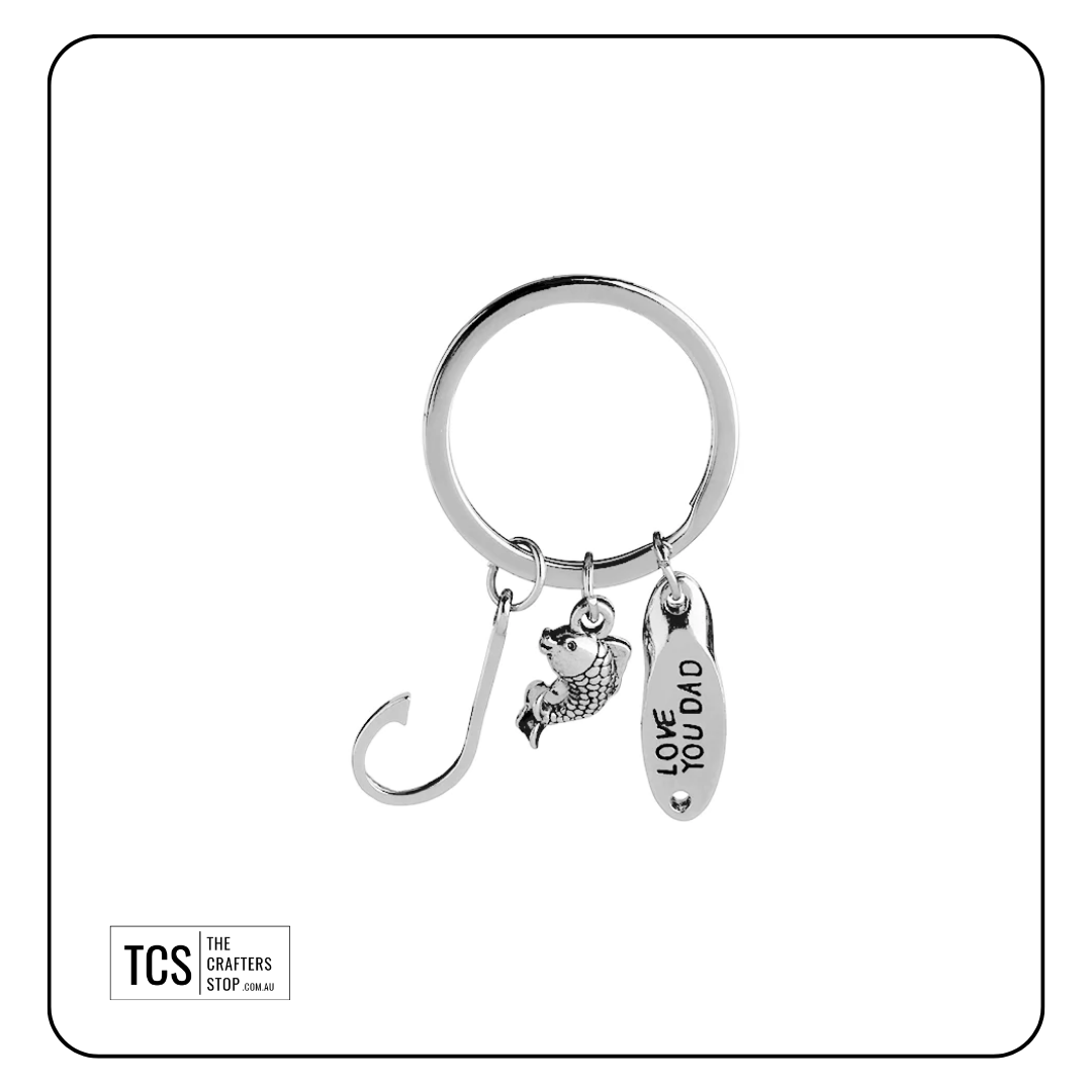 Fishing Theme Metal Charm Keyring (Fathers Day)