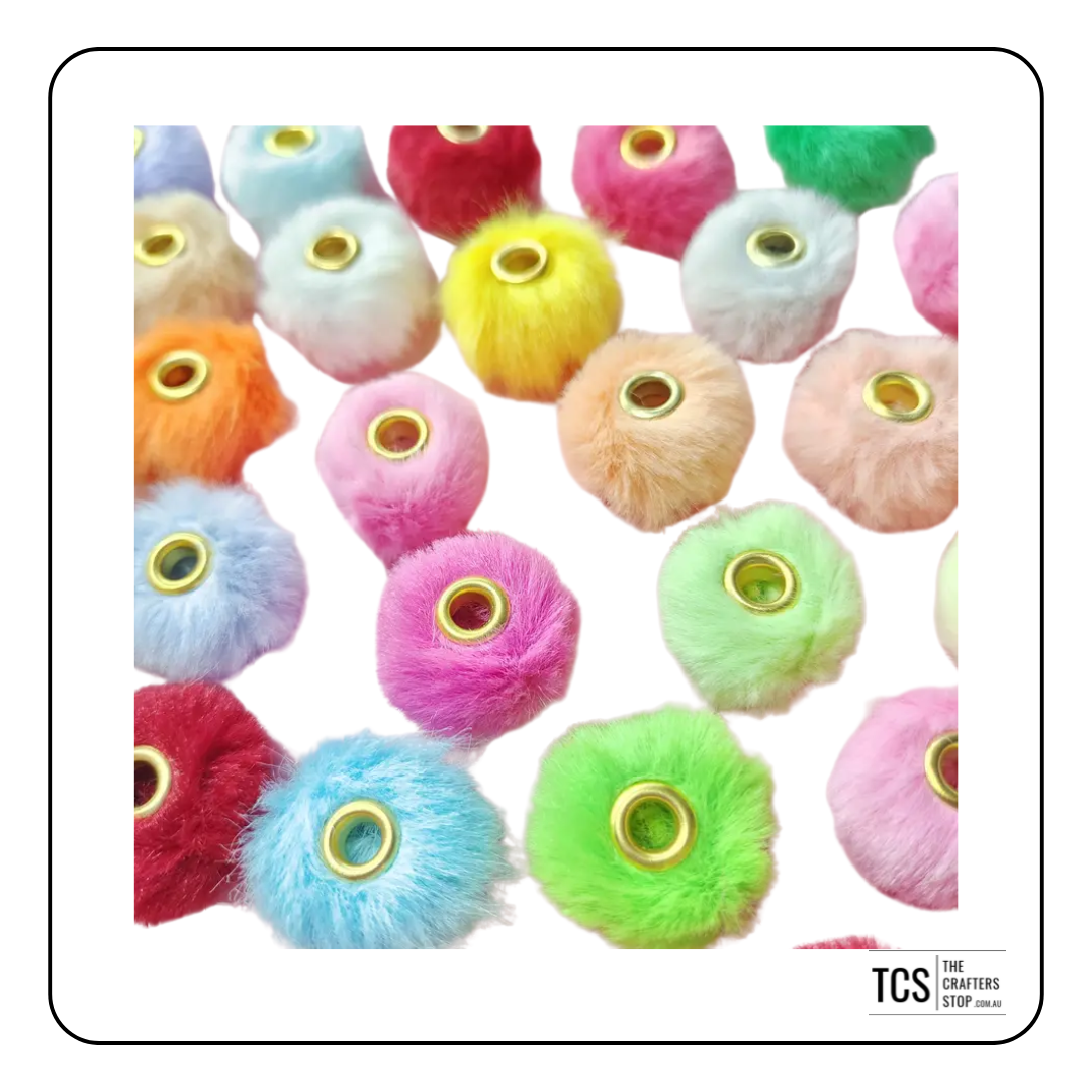 Fluffy Pom Pom Beads - Assorted Colours
