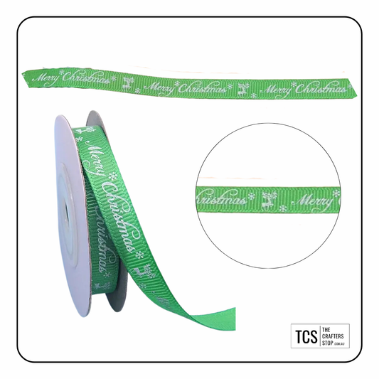 Green Christmas Reindeer Ribbon